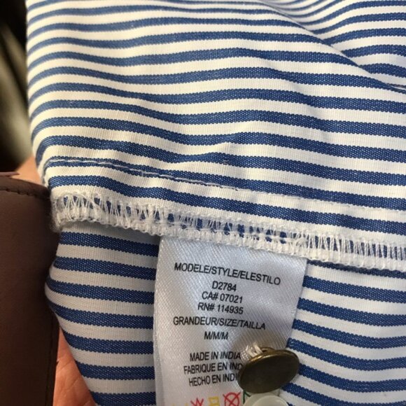 RIPE NEW Ruffle Striped Button Shirt Tunic Top Blouse Oversized Cotton Coastal M - Picture 11 of 16